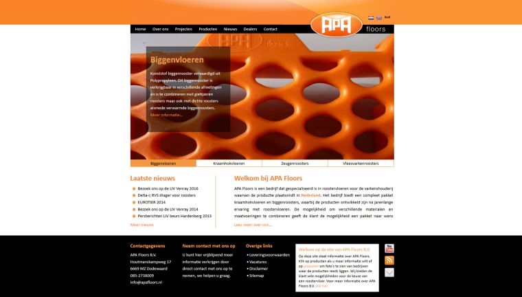 Portfolio maatwerk website Apa Floors Dodewaard